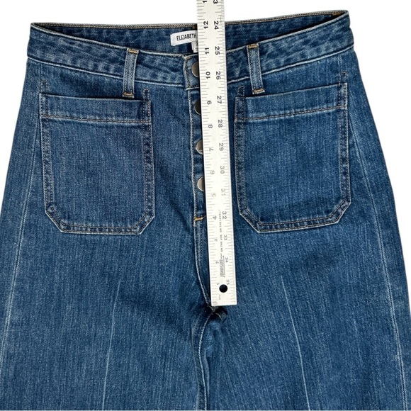 ELIZABETH & JAMES Carmine Button Fly Wide Leg Blue Jeans sz 26 Crop Raw Hem - Picture 5 of 9